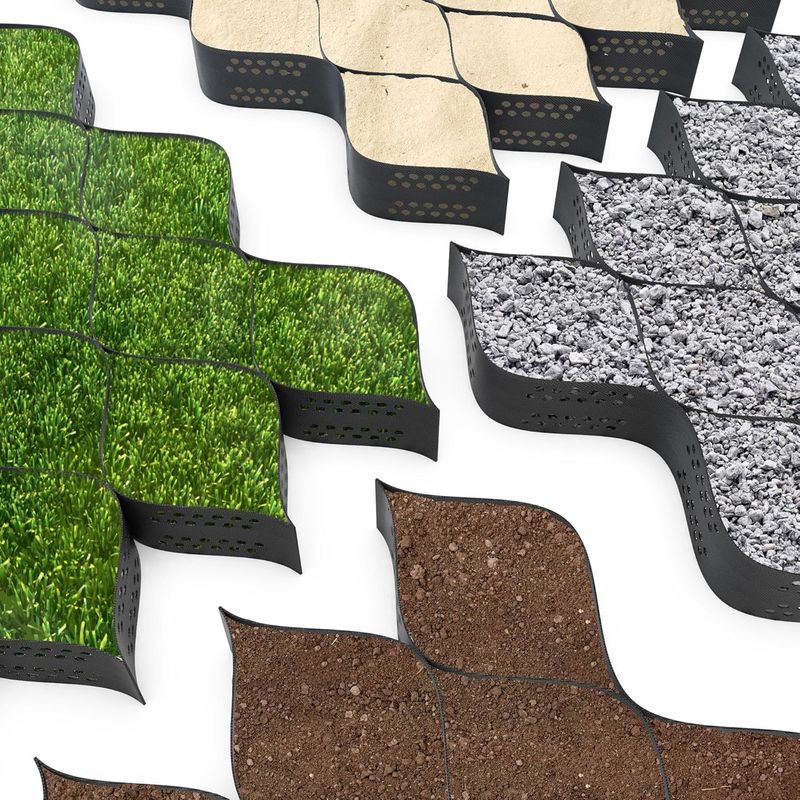 एचडीपीई प्लास्टिक जियोसेल पक्की ग्रिड, मृदु तलघर सुदृढ़ीकरण के लिए एचडीपीई जियोसेल, सड़क निर्माण में कम लागत वाला बजरी स्टेबलाइजर जियोसेल